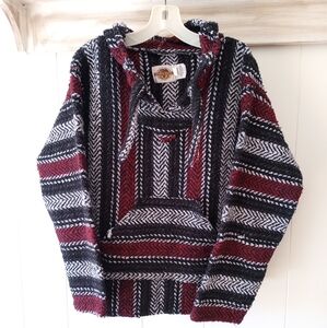 Earth Ragz Baja Hoodie Sweatshirt Size Large Black Gray Maroon